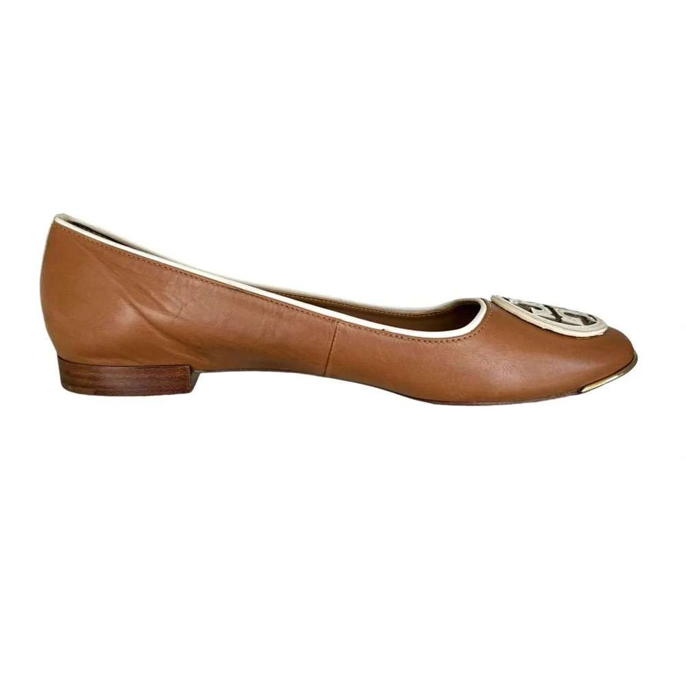 Tory Burch Chelsea Flats Leather Interlocking Double T Logo Ballet Flat Shoes